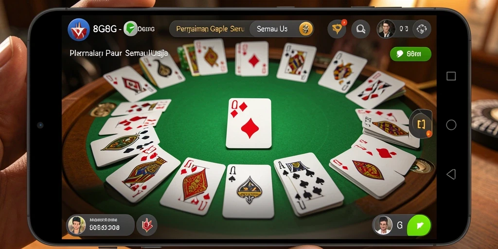 Tampilan gameplay seru di aplikasi Gaple 8G8G.
