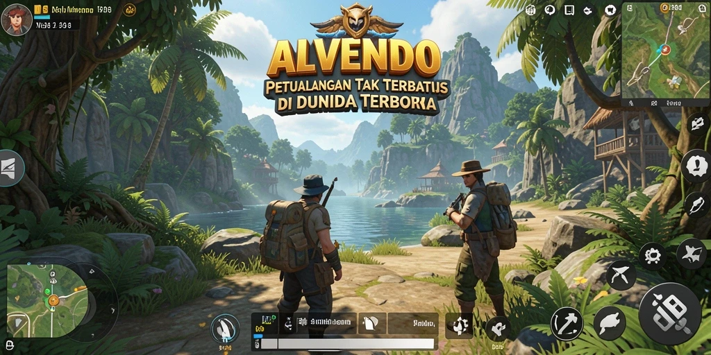 Screenshot utama menampilkan petualangan eksplorasi dunia terbuka.