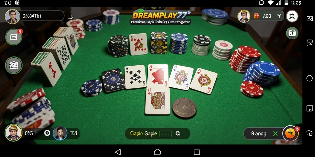 Tampilan gameplay <strong>DREAMPLAY77</strong> menampilkan keseruan bermain Gaple secara online.