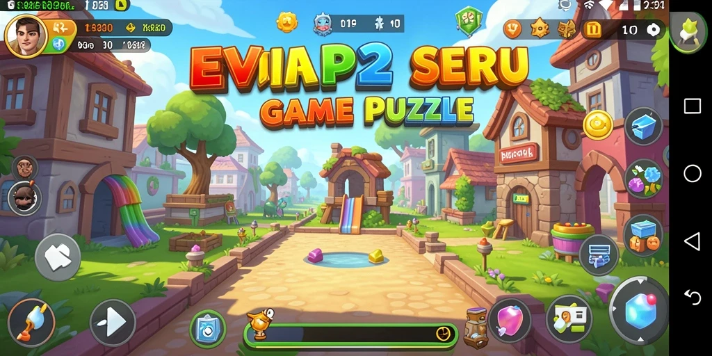 Tampilan gameplay EVIP2 yang penuh warna dan menantang.