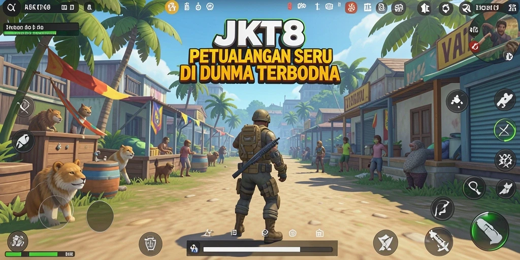 Tampilan dinamis gameplay dunia terbuka JKT8.