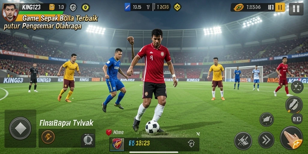 Tangkapan layar KING123 menampilkan aksi intens di lapangan sepak bola.