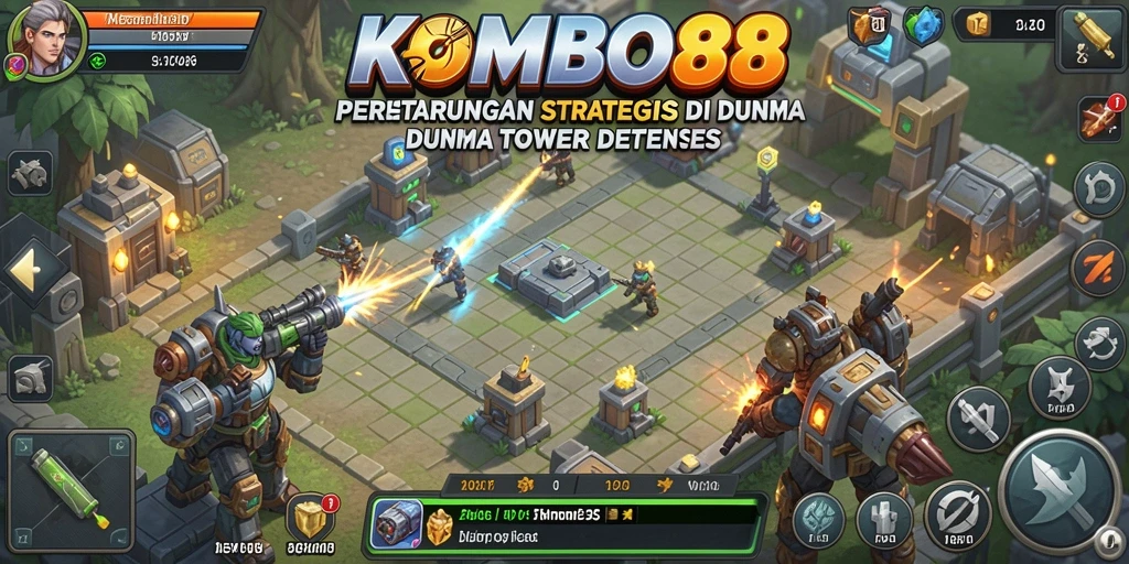 Gameplay KOMBO88 menampilkan strategi Tower Defense yang intens.