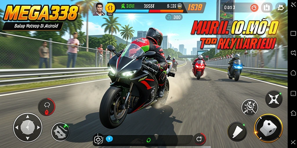 Gameplay seru balapan motor di MEGA338 yang menantang.