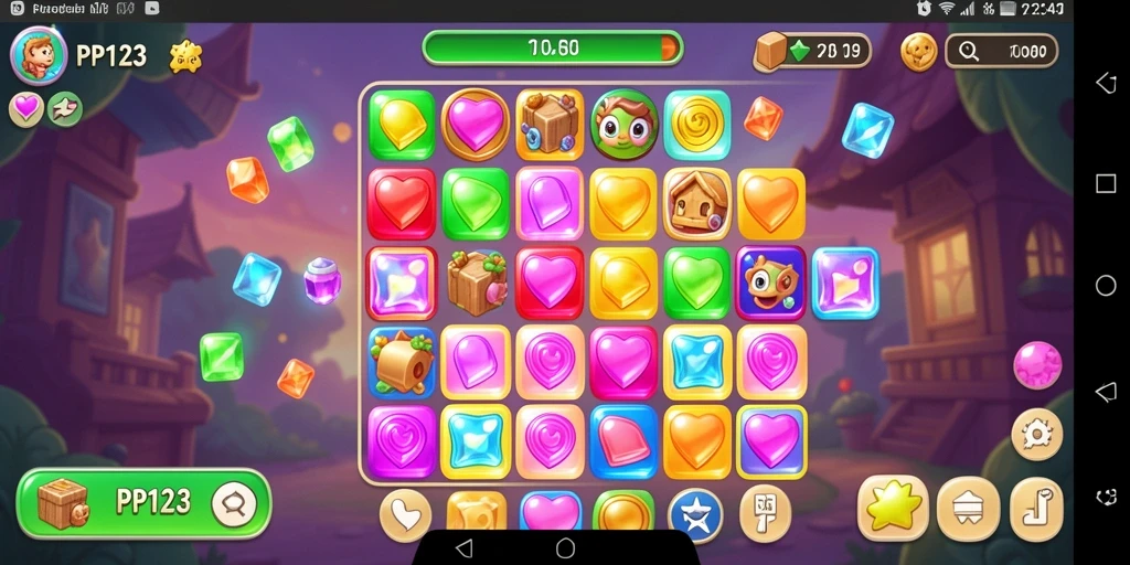 Gameplay seru dan colorful dari PP123 yang menantang pemain untuk mencocokkan item.