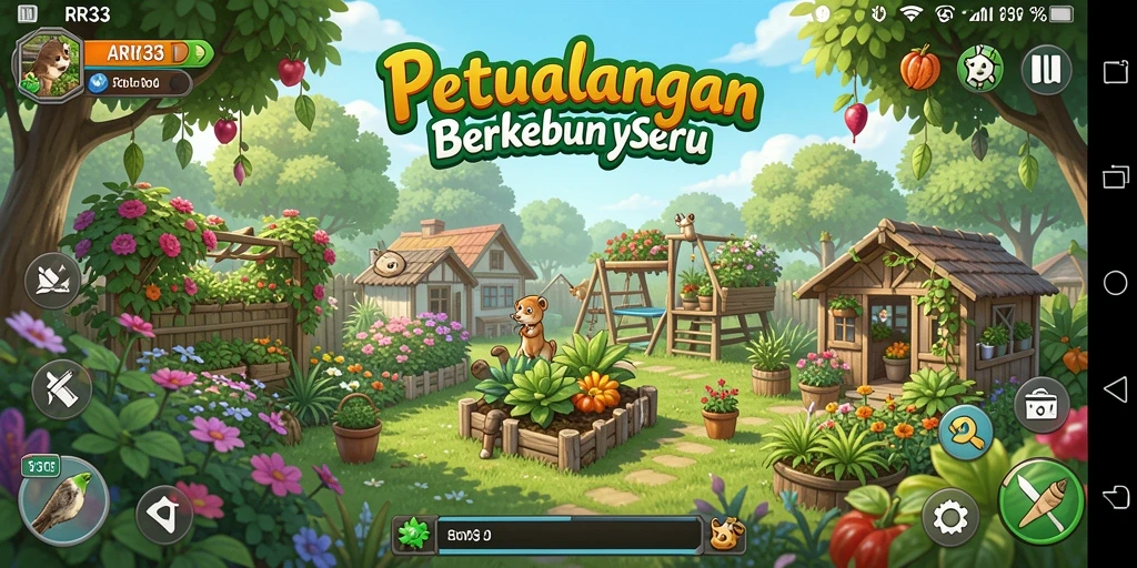 Tampilan gameplay efektif dalam mengelola ladang pertanian yang indah.