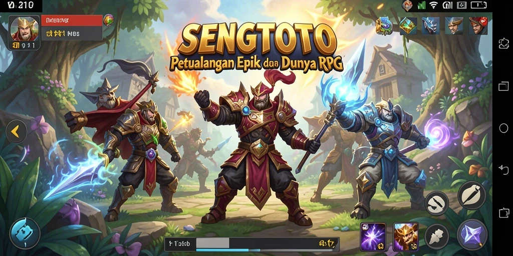 Screenshot gameplay SENGTOTO menampilkan pertempuran epik dan karakter yang menawan.