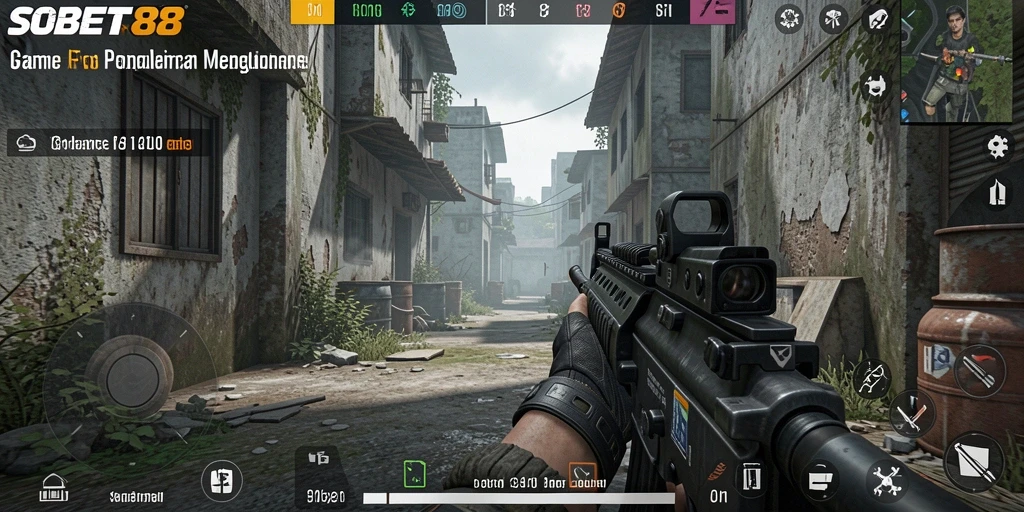 Screenshot gameplay SOBET88 dengan aksi tembak-menembak yang intens.